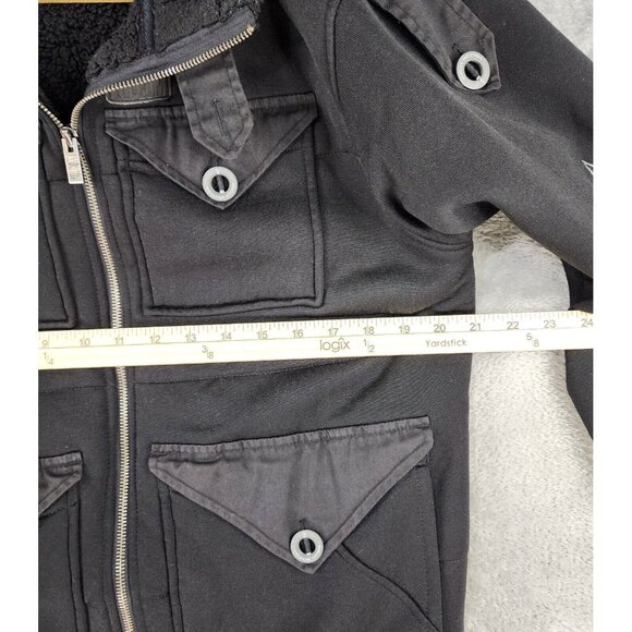Volcom Jacket Mens Small Black Sherpa Lined Full Zip Hooded Long Sleeve Coat - Picture 5 of 12
